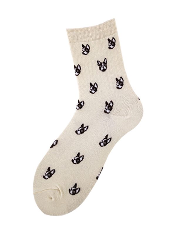 جوارب للرجال والنساء، سلسلة جوارب كرتونية للرجال والنساء، جوارب كرتونية عصرية لشخصية الكلب، جوارب زوجية متوسطة الأنبوب بالجملة