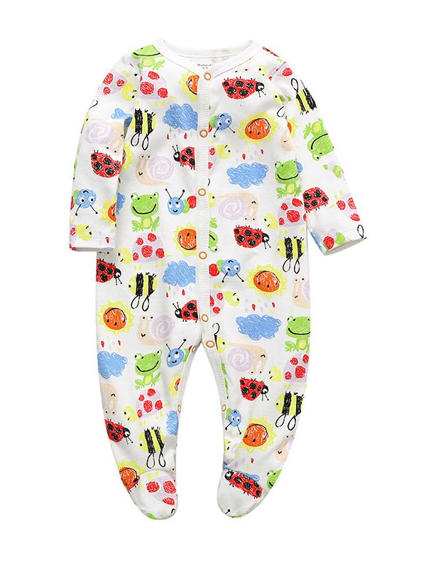 ملابس زحف طويلة الأكمام ملفوفة حول القدمين للأطفال حديثي الولادة