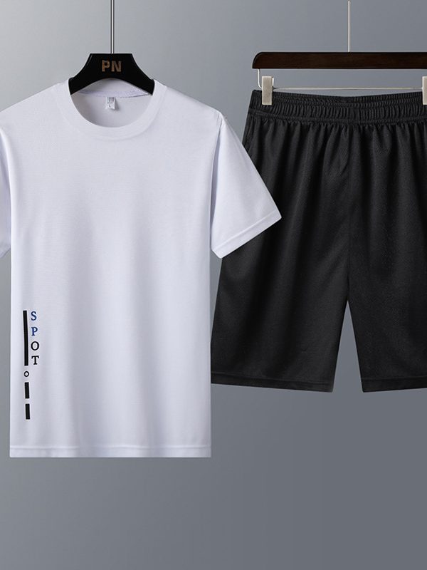 تي شيرت جديد بأكمام قصيرة، ملابس رياضية من قطعتين، موضة الشباب