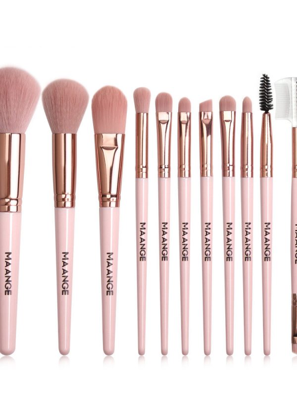 Pink makeup brush set powder eyeshadow blend