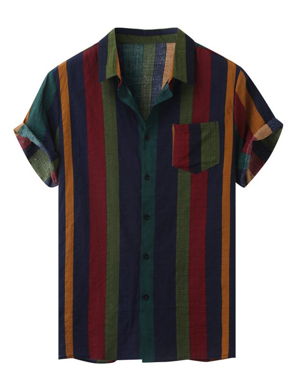 قميص مخطط لعارضات الأزياء الأوروبية والأمريكية