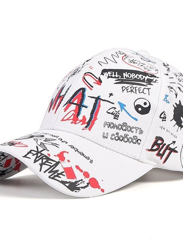 New WHAT Graffiti Baseball Cap Hip Hop Tide Hat Summer Travel Shade Caps Men Women Outdoor Sports Casual Hats Snapback Hats Gorr
