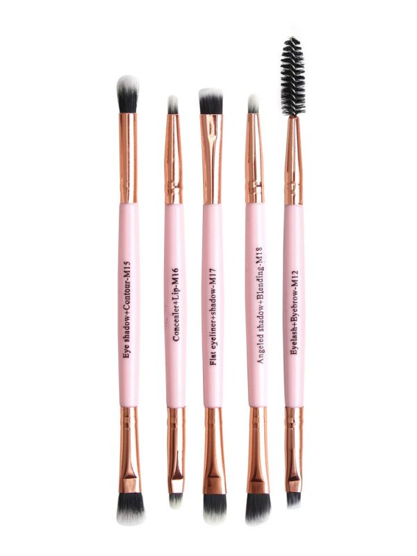 Factory Wholesale Maange 5 Double-Head Eye Brushes, Eyelash Brush, Makeup Brush Set