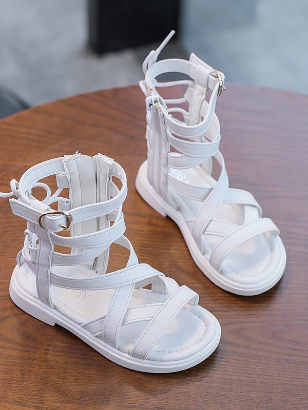 Children'S Baby Fashion Little Girl Princess Sandals High Tube  Toe Shoes