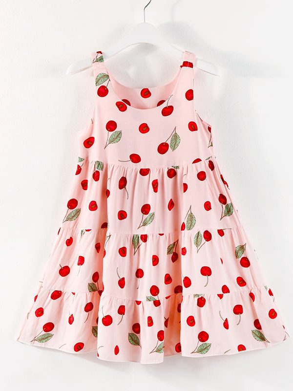 فستان صيفي للأطفال للبنات، تنورة بحمالات، فستان الأميرة الصغير، فستان الفتاة الصغيرة من القطن والحرير