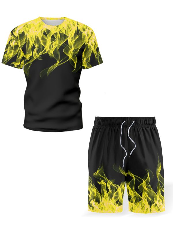 Men's Rrinted Sports Suit Smmer Short-Sleeved T-Shirt Men's Clothes Running Short Loose Casual Fitness Sportswear