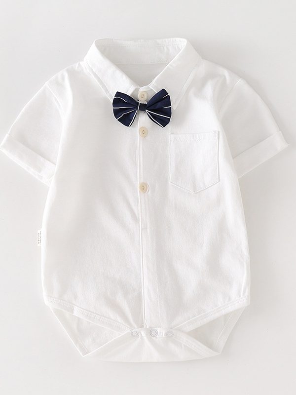 Boys Short-sleeved Romper, Children's Top, Baby Triangle Bag fart Clothes