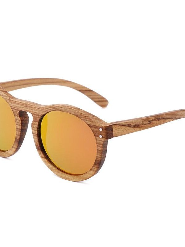 Fashion Polarized Bamboo Wood Glasses Round Frame