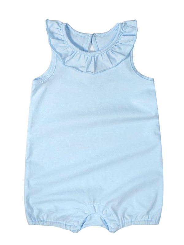 Baby Summer Sleeveless One-piece Romper Girls Baby New Style Fart Clothes Solid Color