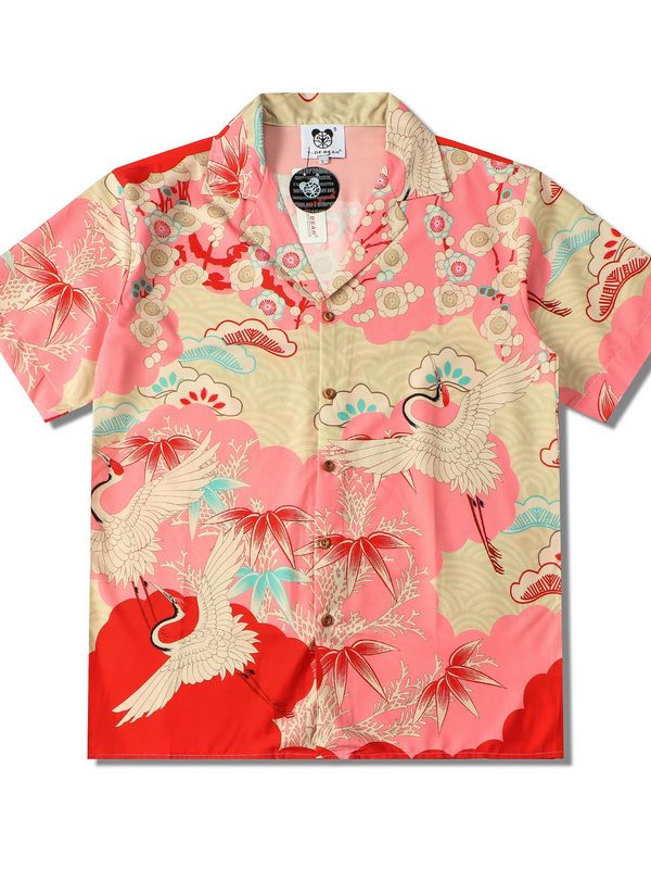 Loose Digital Printing Breathable Summer Cardigan Crane Lapel Shirt