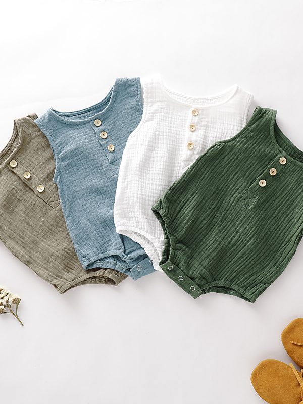 Ins Hot Style Boys And Girls Bubble Cotton Sleeveless Bag Fart Clothes 0-2 Years Old Baby