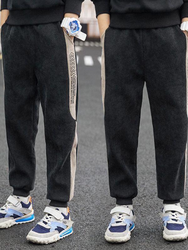 ملابس الأطفال، بنطلونات كاجوال من قماش مخملي للأطفال الكبار