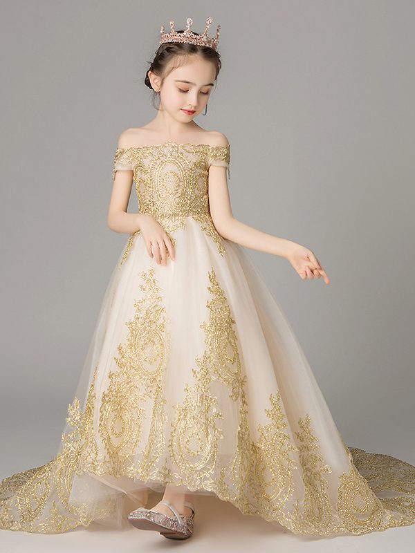 Children dress princess dress girl tail evening dress