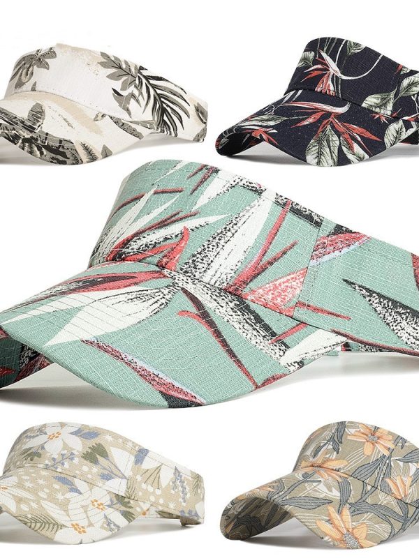 Outdoor Sports Sunshade Printed Floral Empty Top Hat