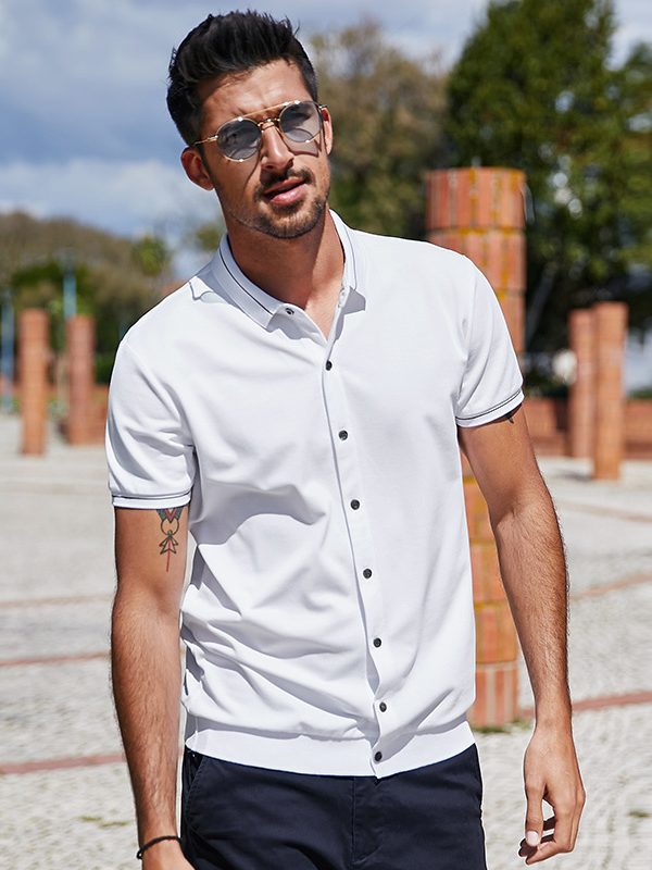 Simple solid color lapel cardigan T-shirt