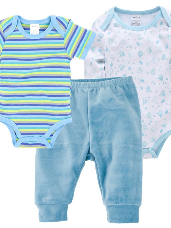 Solid Color Korean Newborn Baby Clothes Kids Set