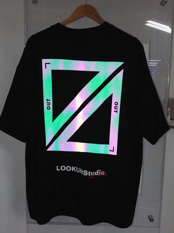 Laser colorful reflective short-sleeved T-shirt