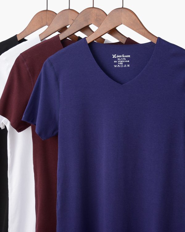 Cut half-sleeved solid color bottoming shirtr bottoming shirt