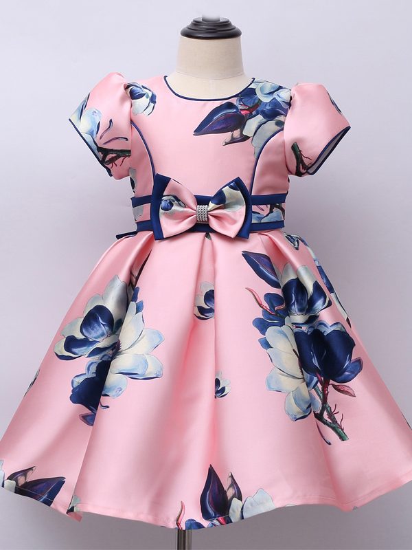 Girls' Vest Print Princess Dress Banquet