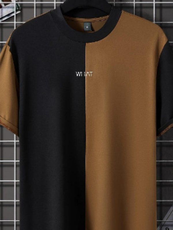 Men's 3D Effect Color Matching Short Sleeve Fashion Round Neck