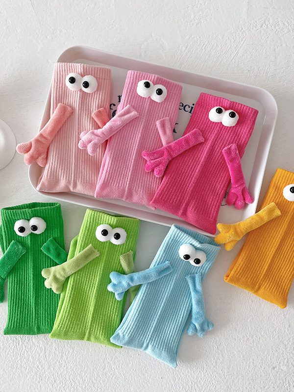 Cute Magnet Bunching Socks Women's Solid Color