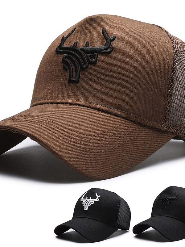 Deer Head Rear Mesh Tall Crown Baseball Cap Men's Summer Breathable
