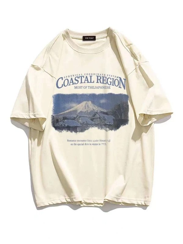 تيشيرتات رجالي قطنية قصيرة بتصميم رسومات جبال الثلج