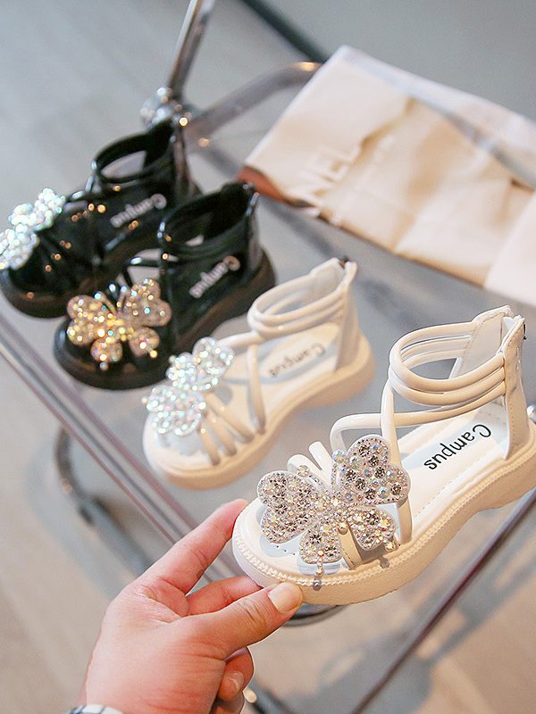 Children's Open-toe Bow Shiny Diamond Sandals