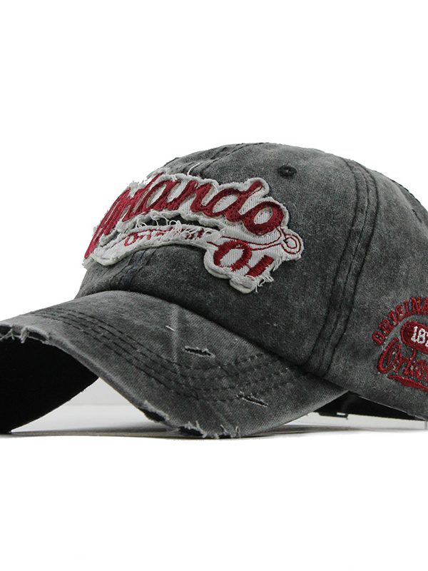 Cotton Washed Letter Hat Cowboy Retro Baseball Cap