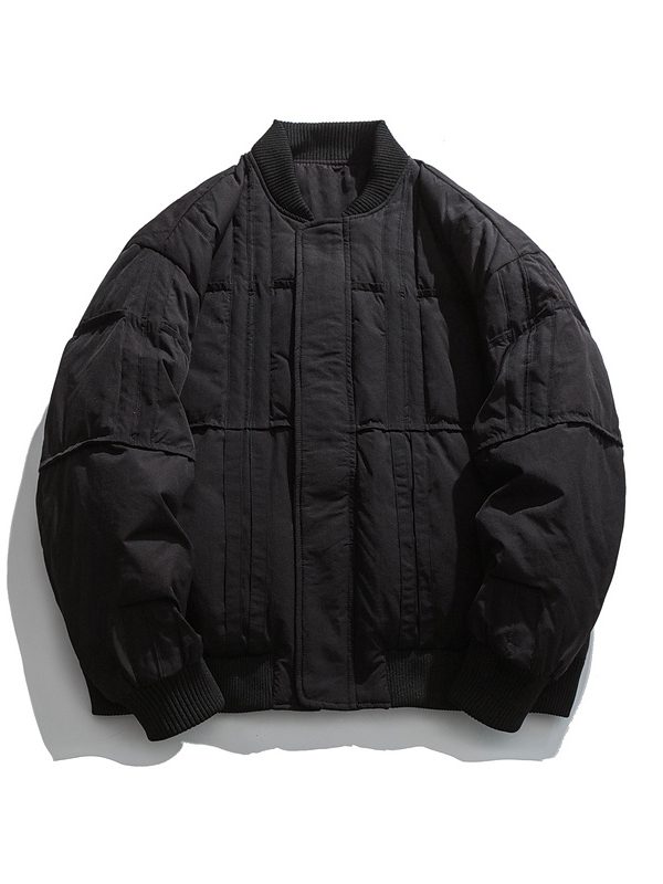 Solid Color Stitching Down Jacket Men's And Women's Winter Street Loose Thickening