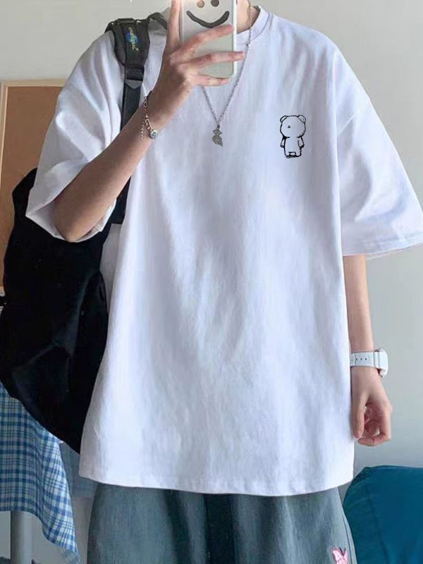 Cotton Short Sleeve Plus Size Loose Round Neck Print