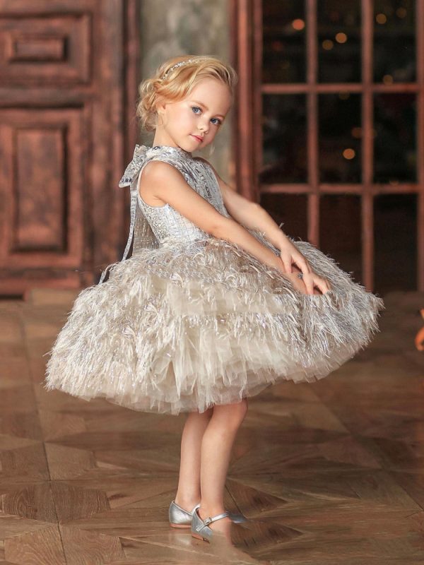 Girl Piano Playing Wedding Flower Dress One Year Old