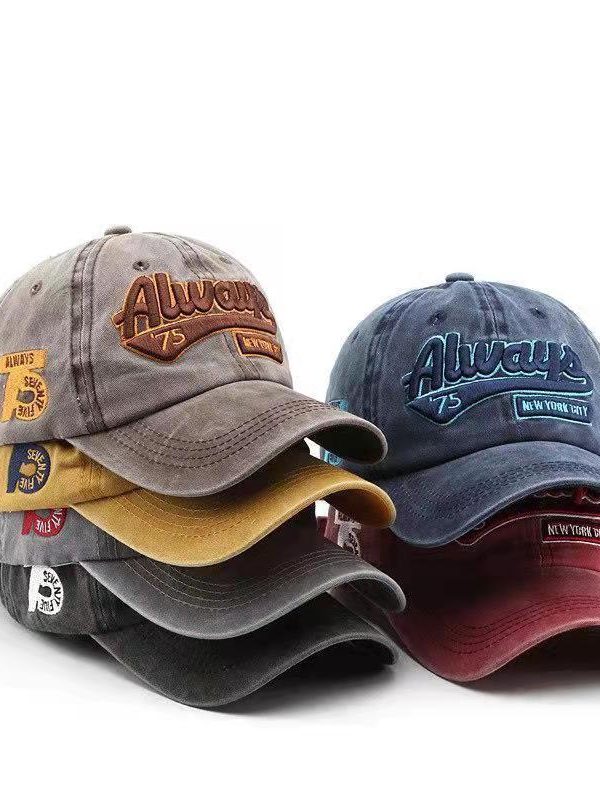 Washed Distressed Letters Embroidery Sun Baseball Hat