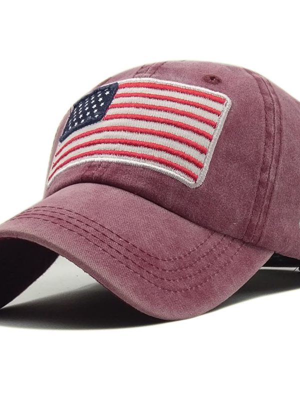 Washed Distressed Baseball Embroidered Peaked Cap Pure Cotton