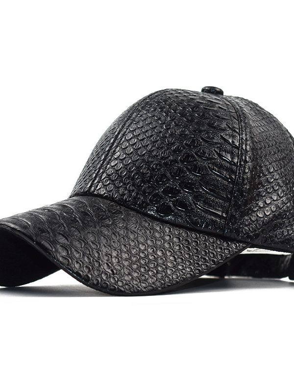 Women's Autumn And Winter Pu Leather Snakeskin Pattern Sunshade Baseball Cap