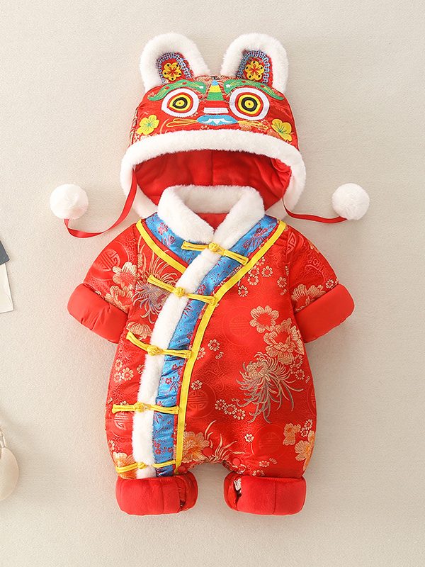 ملابس أطفال رضع مطرزة برأس نمر