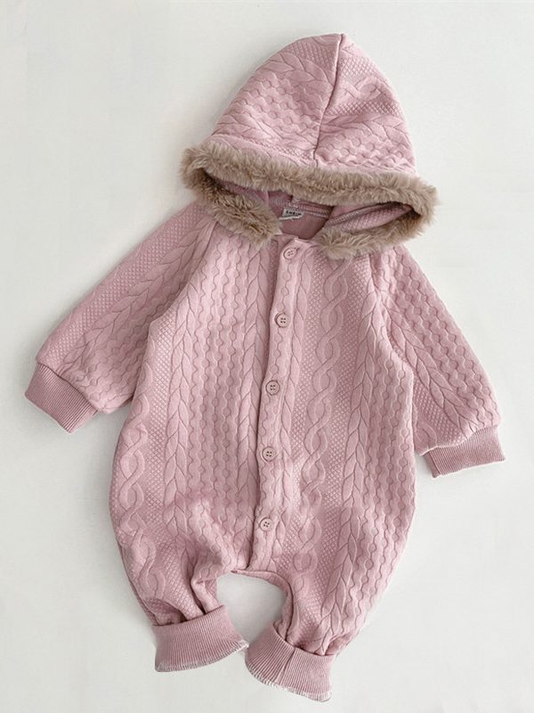 رومبر بغطاء رأس وأذنين أرنب ملتوية للأطفال الرضع ملابس التسلق