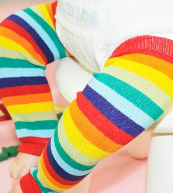 Rainbow Striped Children's Foot Sock Knee Pad Leg Protector
