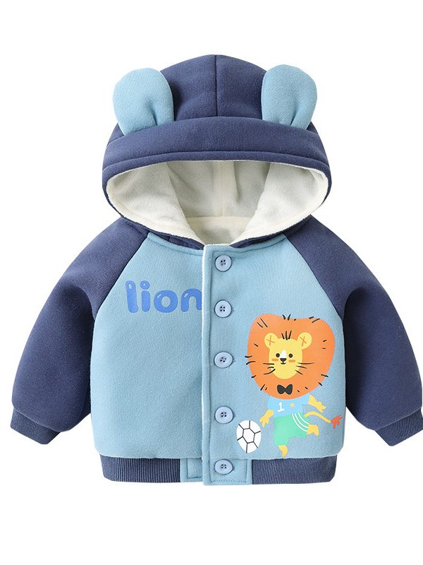 سترة بغطاء رأس من الصوف للأطفال الرضع ملابس الخريف والشتاء