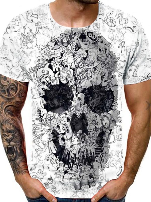 تي شيرت رجالي صيفي مضحك برقبة دائرية وطباعة ثلاثية الأبعاد لعيد الفصح