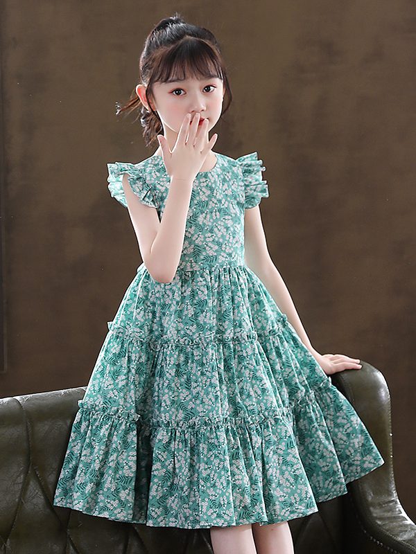 فستان زهري قطني جديد للبنات