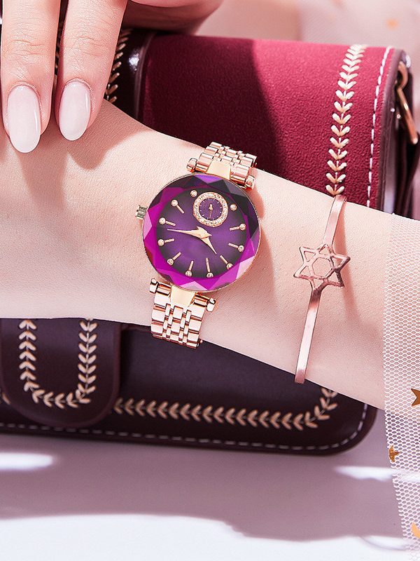 ساعة كوارتز نسائية أنيقة بقطع بسيط وسوار فولاذي