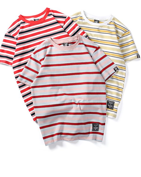 Contrast stripes short sleeve