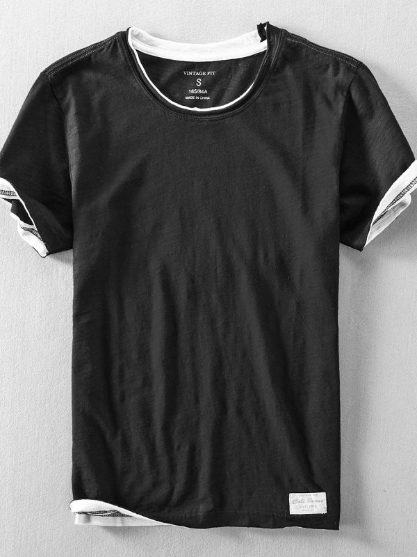 تي شيرت رجالي قطني صيفي جديد غير رسمي رفيع