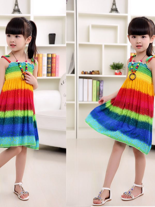 فستان شاطئ صيفي للبنات، فستان أطفال بوهيمي