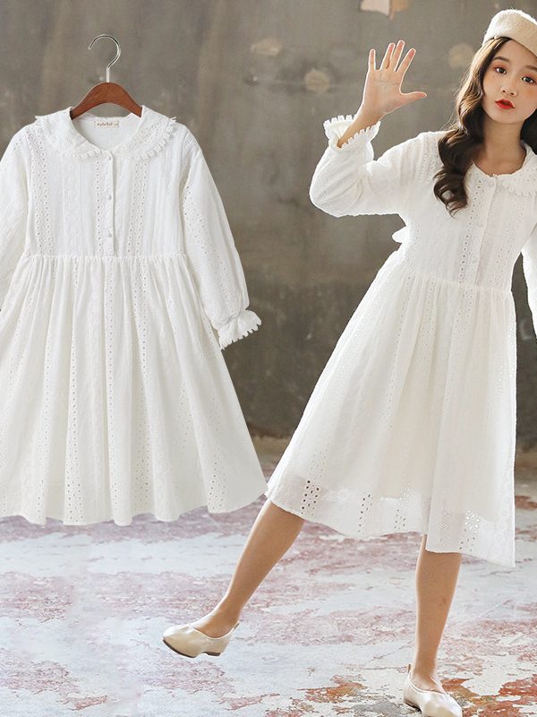 فستان أميرة قطني بياقة دمية للفتيات