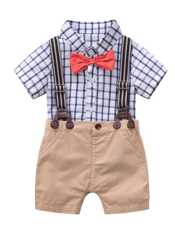 Summer gentleman suit short-sleeved baby clothes