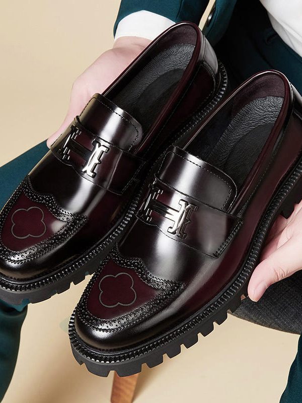 Slit Beads Matte Craft Leather Shoes Men