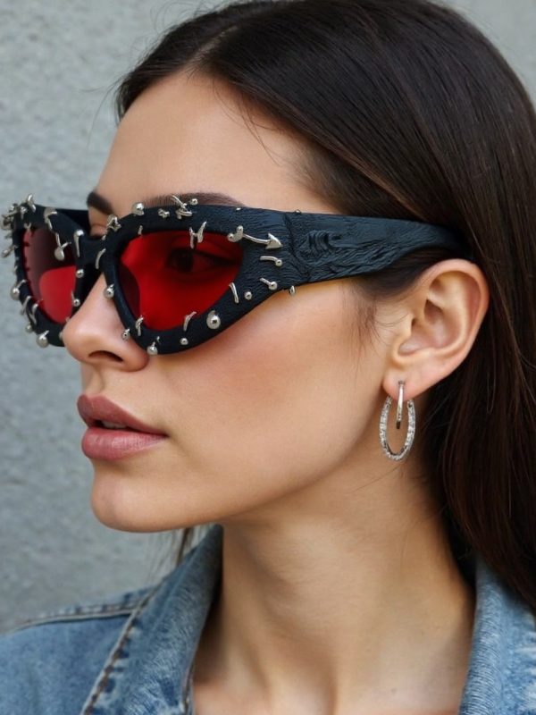 Punk Decorative Rivets Trend Street Snap Glasses
