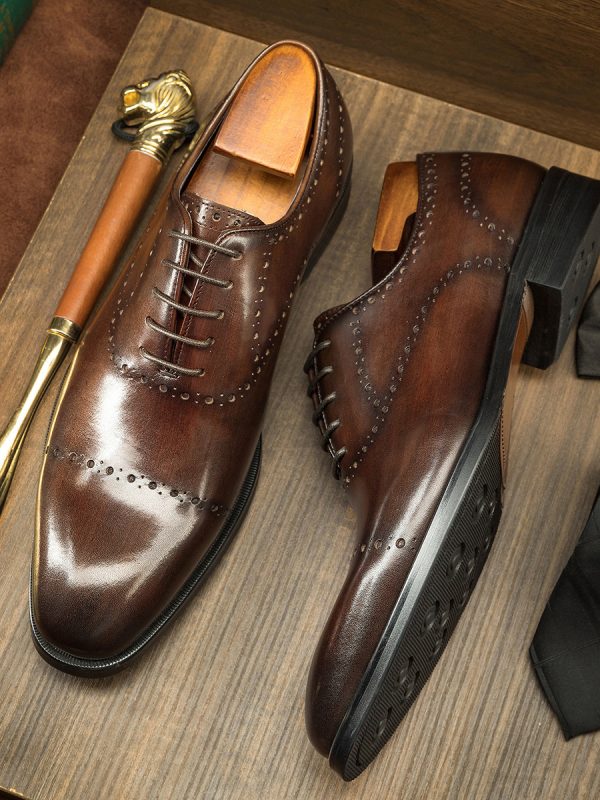 Cowhide British Style Brock Oxford Shoes Men